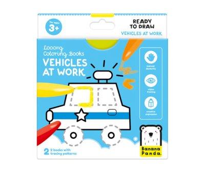 Livro para colorir Looong Vehicles at Work