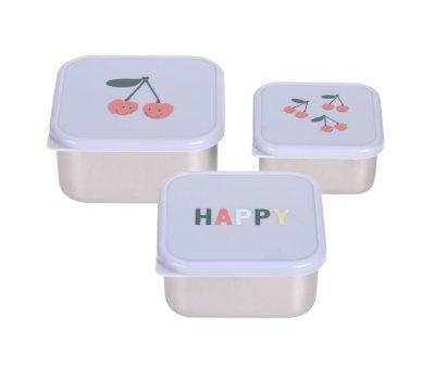3 Cajitas Almuerzo Acero Happy Fruits Cherry