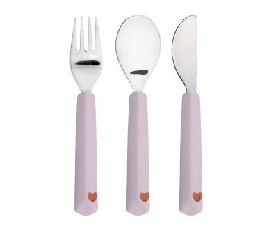 Set 3 Cubiertos Mango Silicona Happy Rascals Heart
