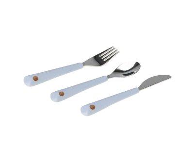 Set 3 Cubiertos Mango Silicona Happy Smile Blue
