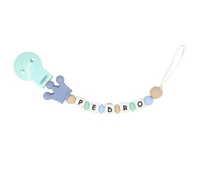 Porta Chupetas de silicone Personalizado Prince Blue