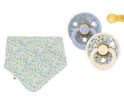Pack 2 Succhietti BIBS Colour Round + 1 Bandana Liberty Eloise Dusty Blue Mix/Ivory