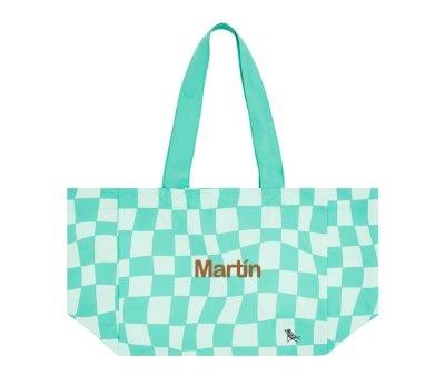 Bolsa de praia Check Green personalizvel