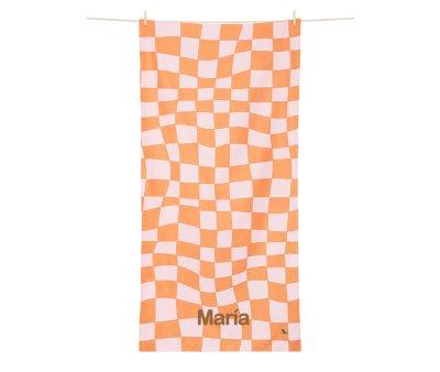 Toalha Praia Microfibra XL Summer Check Laranja Personalizvel