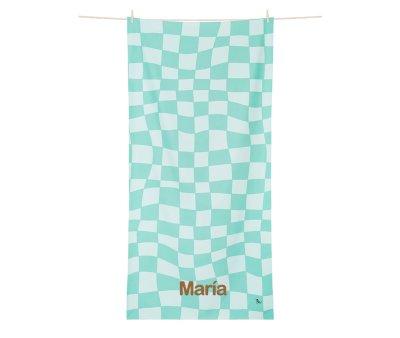 Toalha Praia Microfibra L Summer Check Verde Personalizvel