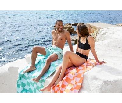 Toalha Praia Microfibra L Summer Check Laranja Personalizvel