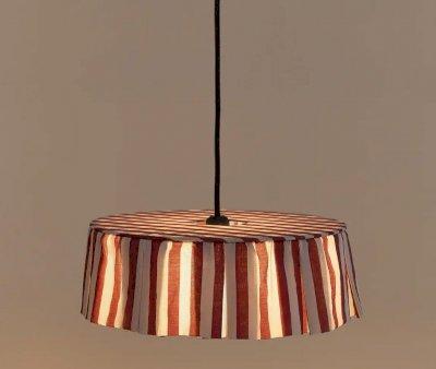 Pantalla de Lino Lmpara de Techo Vibes Maroon Stripes