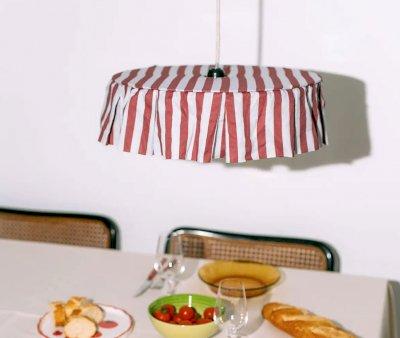 Pantalla de Lino Lmpara de Techo Vibes Maroon Stripes