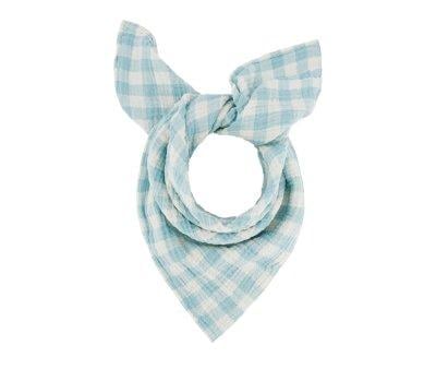 Mussola M Bianca Vichy Ecru Bleu