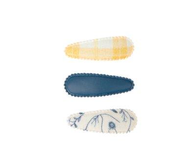 3 Clip para Pelo Cottage Snap Scandi Floral + Buckwheat Plaid