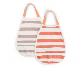 2 Pull-Over Bibs Stripes Papaya/Powder
