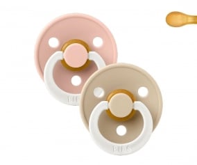 2 BIBS Colour Symmetrical Night Pacifiers Blush/Vanilla