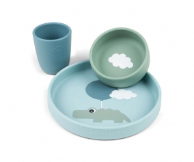 Silicone Tableware Happy Clouds Blue