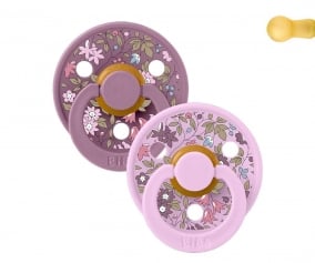2 BIBS Colour Round Pacifiers Liberty Chamomile Lawn Violet Sky Mix