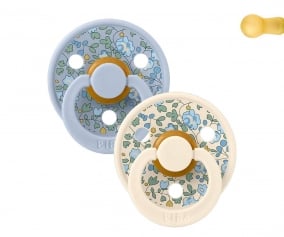 2 BIBS Colour Round Pacifiers Liberty Eloise Dusty Blue Mix