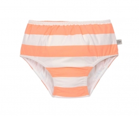 Swim Diaper with Ruffles Stripes Milky Peach