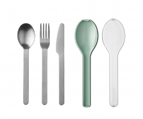 3 Personalised Cutlery Sets with Nordic Sage Case