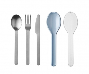 3 Personalised Cutlery Sets with Nordic Blue Case