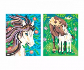 Peinture par numro, aquarelle, chevaux