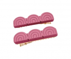 2 grampos de cabelo Tri Rainbow Mauve Rose