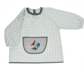 Smock Lola with Central Pocket Vichy Dinos World Personalised