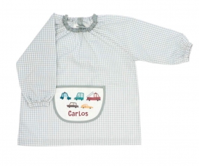 Smock with Central Pocket Vintage Cars Vichy Customized