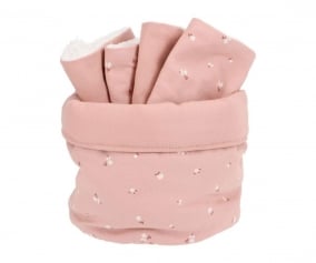 Basket with Personalized Petite Fleur Rose Burp Cloth