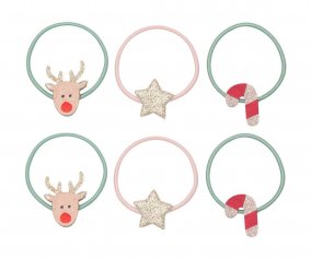 6 mini elsticos cabelo Natal