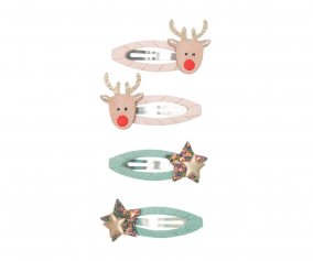 4 clipes de cabelo Christmas Reindeer