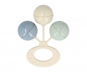 Chocalho de 3 bolas azul francs - marfim - verde giz