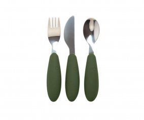 Conjunto de 3 talheres BIBS Hunter Green