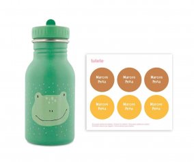 Bottiglia Acciaio Trixie Mr.Frog 350ml+6 Etichette Rotonde Yellow Gratis