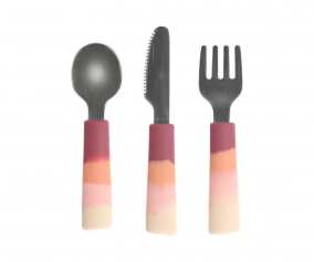 Set of 3 Splash Color Ombre Mauve Rose Cutlery