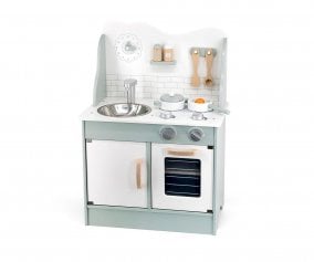 Cucina Legno con Accessori Verde Pastello