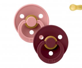 2 Sucettes Rondes BIBS Colour Round Dusty Pink/Elderberry