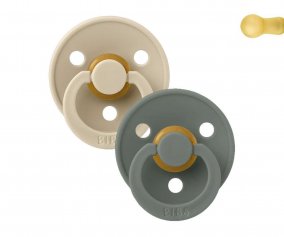 2 Sucettes Rondes BIBS Colour Vanille/Pin