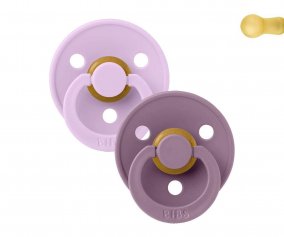 2 Sucettes Rondes BIBS Colour Violet Ciel/Mauve