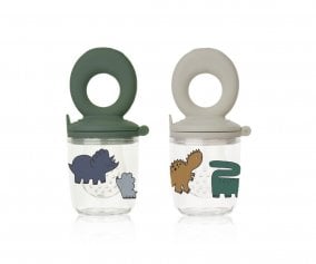 Pack de alimentao anti  engasgos de silicone Miranda com 2 dinossauros/mist