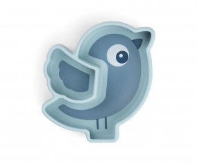 Silicone Plate Stick&Stay Snack Birdee Blue