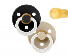 2 Sucettes Nocturnes BIBS Colour Round Black Glow/Vanilla Glow
