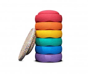Stapelstein Set Super Confetti Rainbow Classic 6+1 Board New