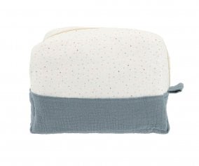 Large Toiletry Bag Rainbow Dots Blue Personalised