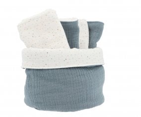 Basket with Blue Rainbow Dots Bib Personalizable