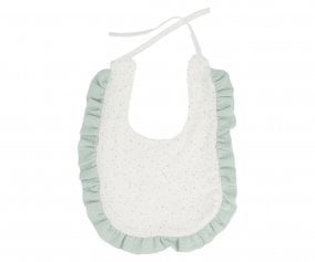 Babero Algodn Volante Rainbow Dots Verde Personalizable