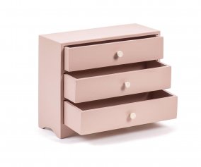 Cmoda Ambroise de Madeira Rosa 3 Gavetas