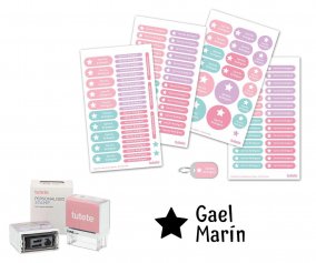 Sello Personalizado Gran Estrella + Combinado Termo y Pegatinas Rosa Estrella