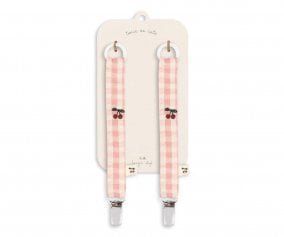 2 Pacifier Holders Powder Pink Check