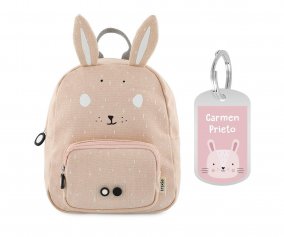Mochila Trixie PEQUEA Mrs. Rabbit con Llavero Personalizado