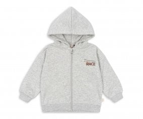 Hoodie with Zipper Lou Grey Melange
