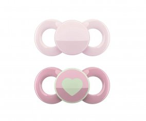 2 Anatomical Pacifiers Day & Night Pink Pink Heart
